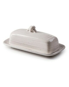 ROSCHER Ceramic Butter Dish w/ Handle (Avalon White Speck) Modern Dish and...
