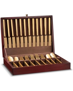 Royalty Art Cutlery Storage Box for Flatware, Silverware, and Dinner Cutlery, Stores Forks, Knives, and Spoons, Decorative Wooden Caddy, Kitchen and Dining Organizer