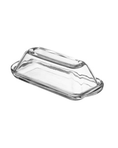 Fisher Modern Glass Butter Dish (Oval) Smooth Crystal Cover, Elegant Home and...