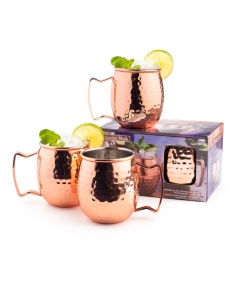 Royalty Art Moscow Mule Copper Mugs w/Handles (4-Pack) Classic Drinking Cup Set