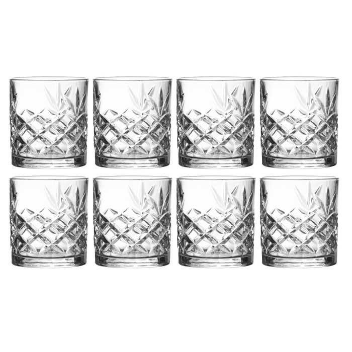 Royalty Art Kinsley Lowball Whiskey Glasses Set, 8 Long-Stem Tumbler, Tall  Goblet Style Glassware for